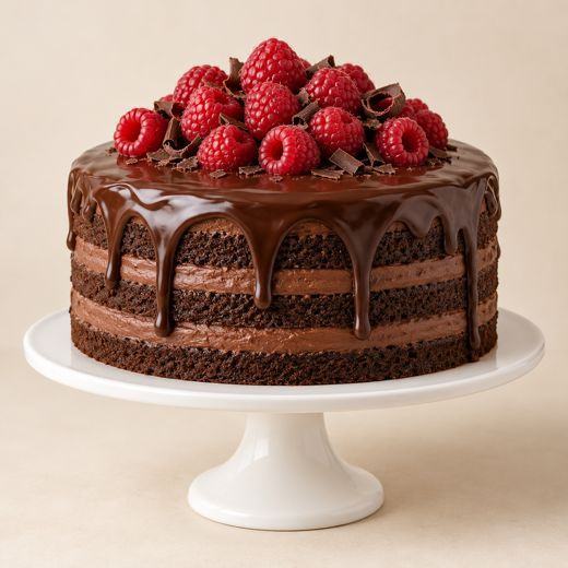 Torta de chocolate y frambuesas